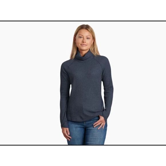 Kuhl Top Womens S Blue Petra Turtleneck Shirt Waffle Thimbholes Outdoor Hiking - Picture 10 of 11